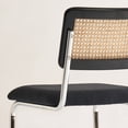 thumbnail image 6 of GrandNoor Black Chrome Modern Counter Height Bar Stools Set of 3 with Natural Rattan Cane and Solid Wood Backs, 24 Inch Upholstery with Metal Chrome Legs Mid Century Bar Chairs, 6 of 8