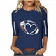 thumbnail image 2 of Heisall Womens Tops 3/4 Sleeve Round Neck Loose Casual Fashion T-Shirts Rugby Print, 2 of 3
