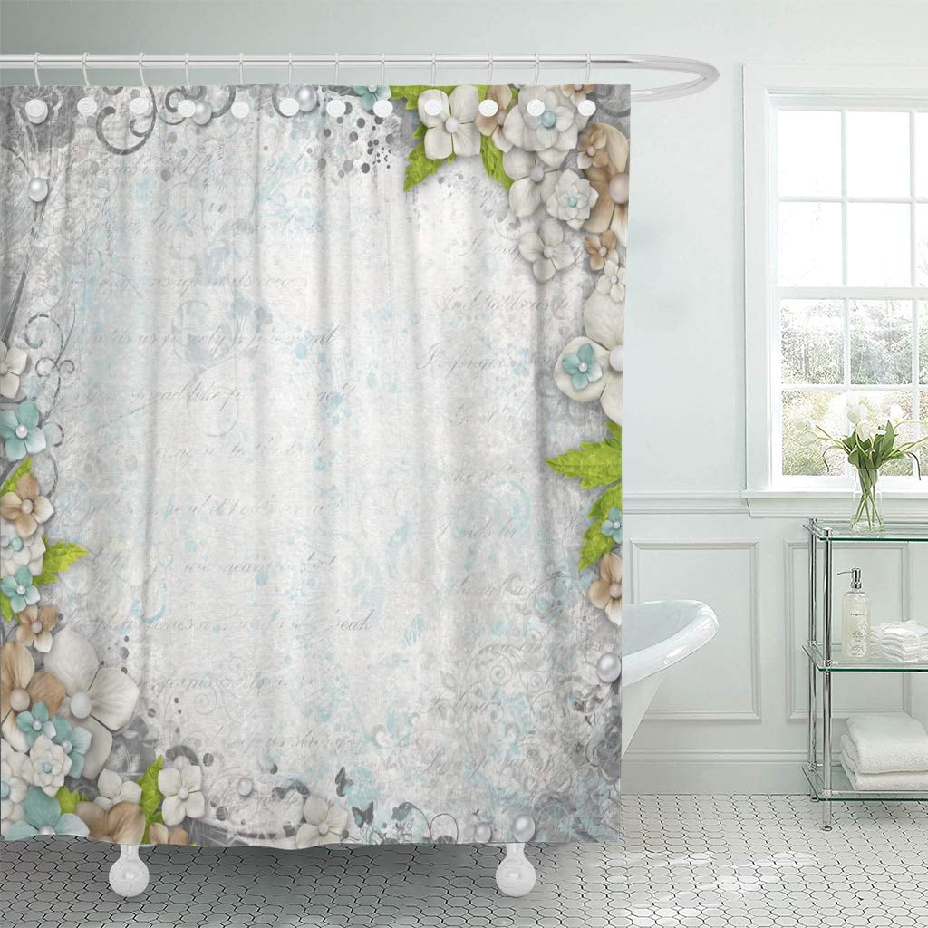 KSADK Blue Wedding Romantic Vintage White with Flowers and Text of