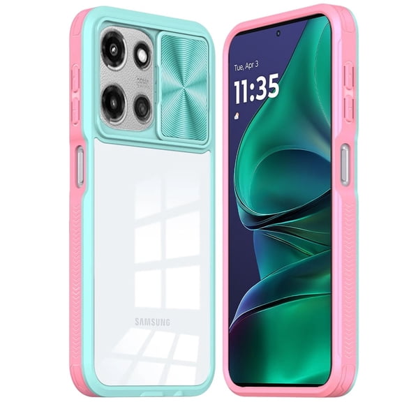 For Motorola Moto G Stylus 5G 2026 /2025 Hybrid Cases with Sliding Camera Cover Transparent Shockproof Bumper TPU Protective Cover, XPM Protector [Pink/Blue]