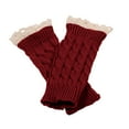 thumbnail image 5 of PMVFHDE Women's Winter Cute Lace Edge Knitted Fingerless Gloves, Fashion Thermal Half Finger Gloves for Cold Red，One Size, 5 of 7