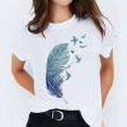 thumbnail image 1 of Chemises à Manches Courtes pour Femmes Hauts d'Été Tendance 2023 T-shirt Décontracté à Manches Courtes Col Rond Imprimé Uni, 1 of 7