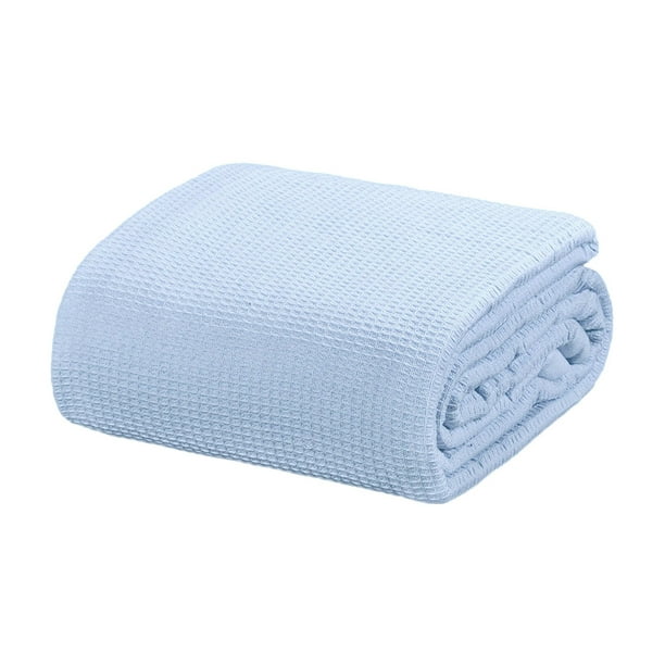 Crover All Season Thermal Waffle Cotton Twin Blanket Cashmere Blue