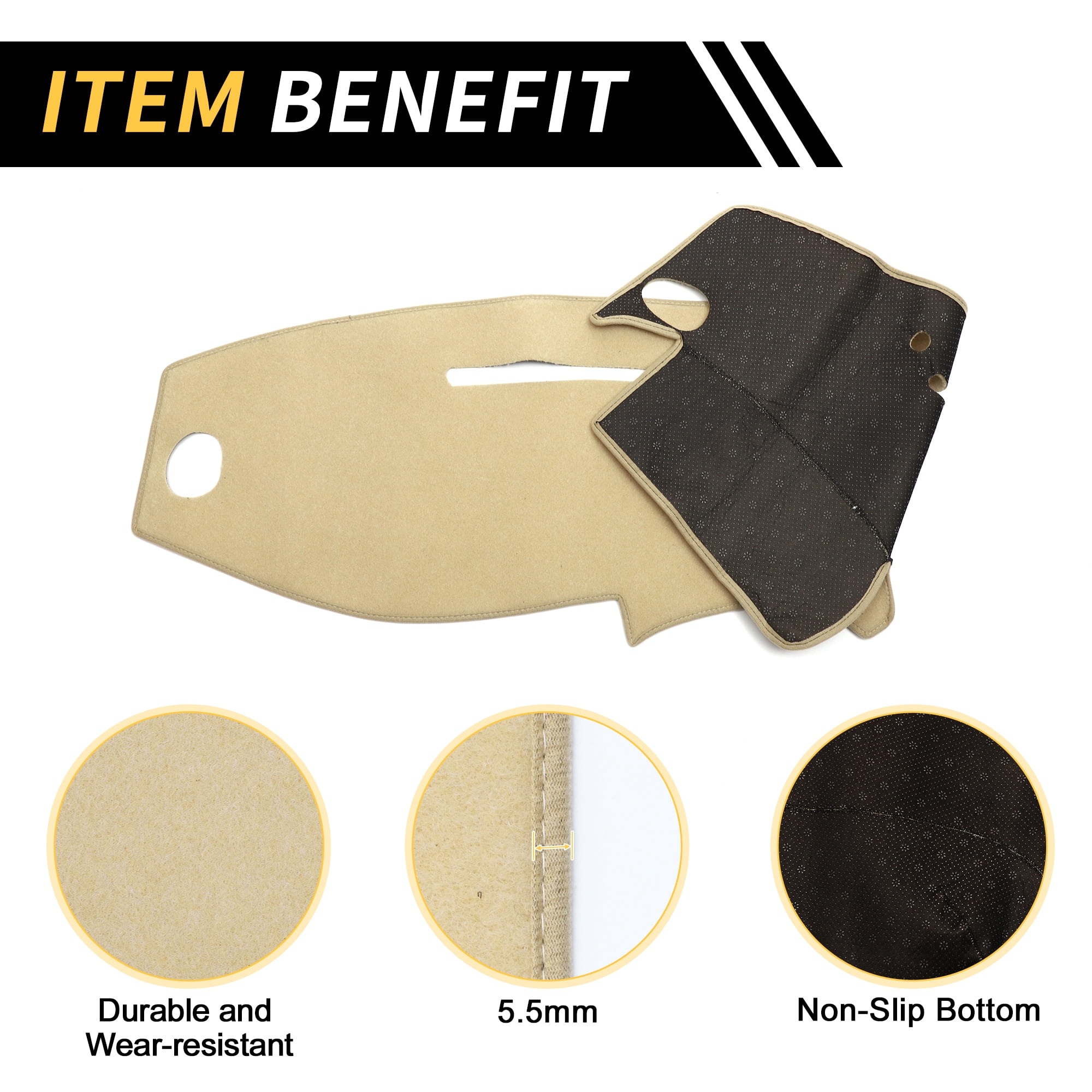 Unique Bargains Dash Cover for Ford for Ranger 1995-2011 Dash Board Mat Non-Slip Dash Cover Mat Pad Polyester Center Console Dashboard Cover Pad Carpet Beige