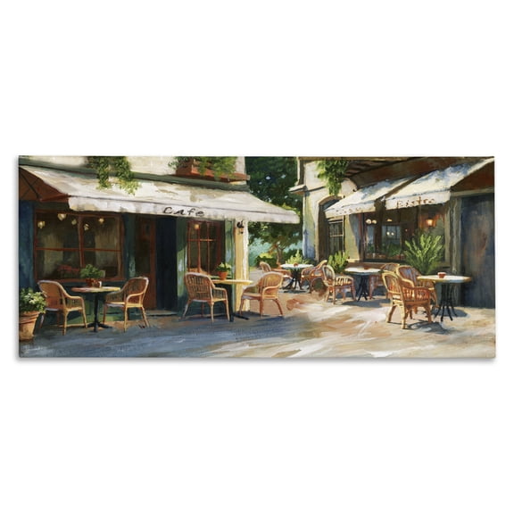 Stupell Industries Transitional Sunlit Outdoor Parisian Cafe Canvas Art, 24 x 10, by Nan