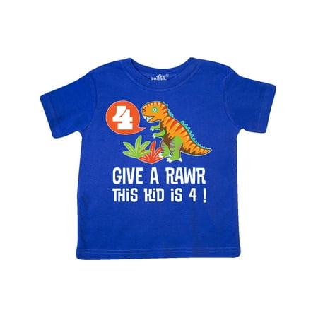 

Inktastic 4th Birthday Party Dinosaur Outfit Gift Toddler Boy Girl T-Shirt