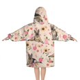 thumbnail image 2 of Shepherd Dog and Flower Floral Blanket Hoodies for Kids 6-13YR Oversize Wearable Blanket Hoodies for Boys Girls Teens, 2 of 7