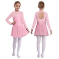 thumbnail image 1 of Linjinx Robe de Danse Ballet à Manches Longues en Maille avec Strass pour Filles, Justaucorps de Compétition de Patinage Artistique Rose 12, 1 of 5