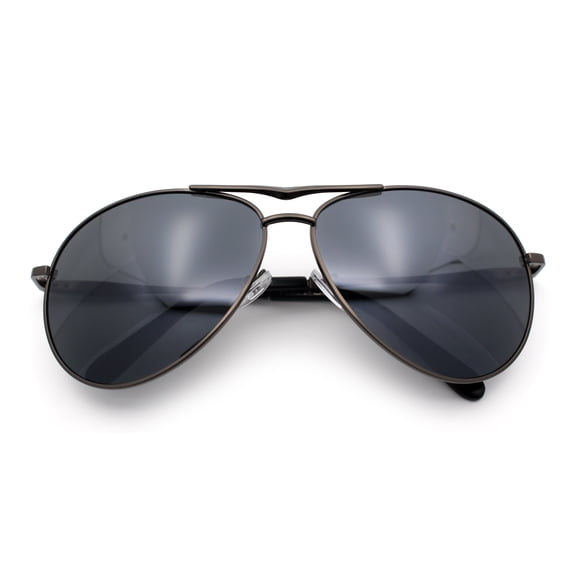 Mens Air Force Iconic Oversized Mirror Lens Metal Rim Officer Sunglasses Gunmetal - Black