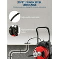 thumbnail image 7 of 75ft 1/2-Inch Electric Drain Cleaner Machine - 370W Portable with Steel Core Cable, Includes Auger, Cutter & Air-Activated Foot Switch for Commercial & Home Drain Cleaning, 7 of 7