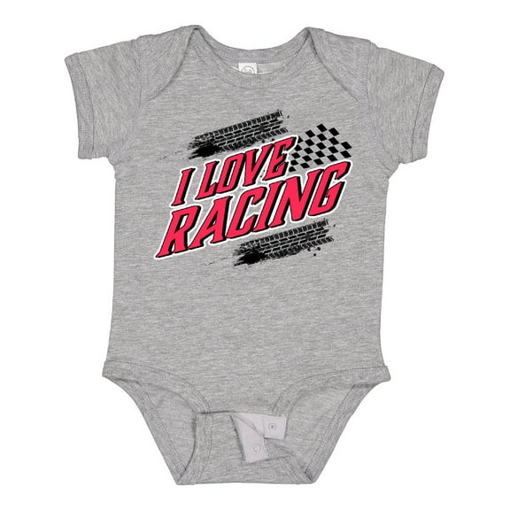 Inktastic I Love Racing with Tire Marks Boys or Girls Baby Bodysuit
