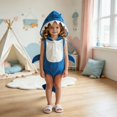 thumbnail image 2 of GiLiling Baby Girls and Boys Halloween Shark Dress-Up Outfit Sleeveless Fleece Hooded Zip up Vest Top Dress-Up Outfit﻿ (Blue, 0-6 Months), 2 of 5