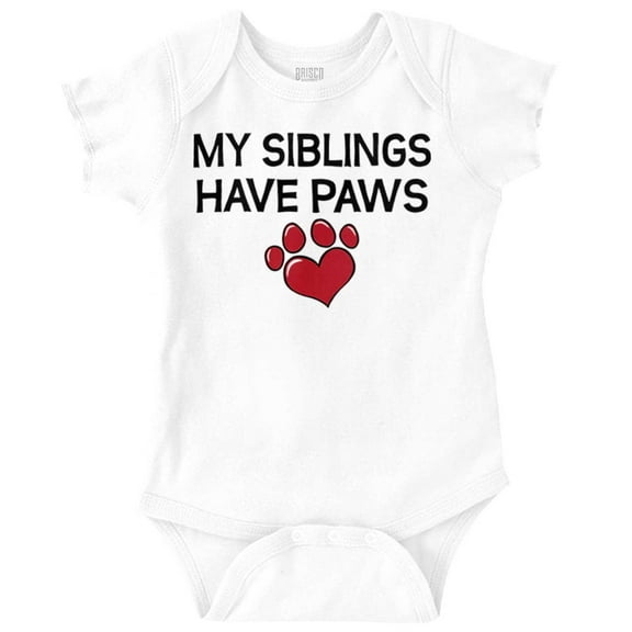 My Siblings Have Paws Funny Animal Romper Boys or Girls Infant Baby Brisco Brands NB