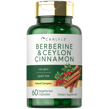 Berberine with Ceylon Cinnamon | 2000mg Complex | 60 Capsules for Men and Women | by Carlyle