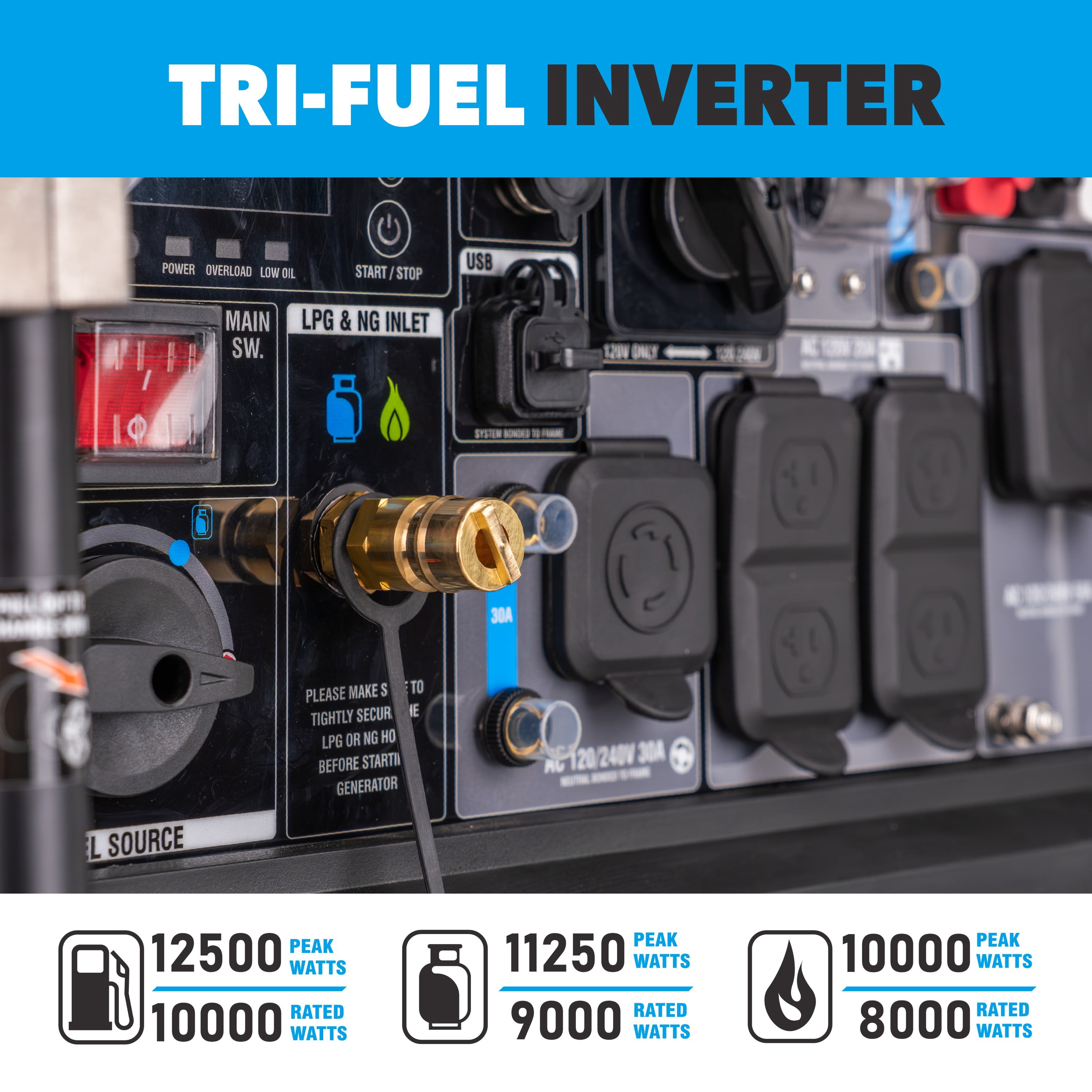 Pulsar PGD125TiSRCO 12500W Tri Fuel Inverter Generator With Electric Remote Start