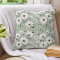 thumbnail image 3 of Pillow Covers 24x24 Set of 2, Sage Green Flowers Throw Pillow Covers Decorative Couch Cushion Cover, Spring Floral Elegant Pastoral Microfiber Soft Square Pillowcases for Bedroom Living Room Sofa, 3 of 9