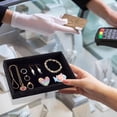 thumbnail image 7 of Velvet Jewelry Tray Black Stackable Showcase Jewelry Display Stand Drawer Removable Cosmetic Holder Jewelry Organizer Storage for DIY Earring Necklaces Pendants Bracelet Ring 8.94" x 5.7" x 1.1", 7 of 7