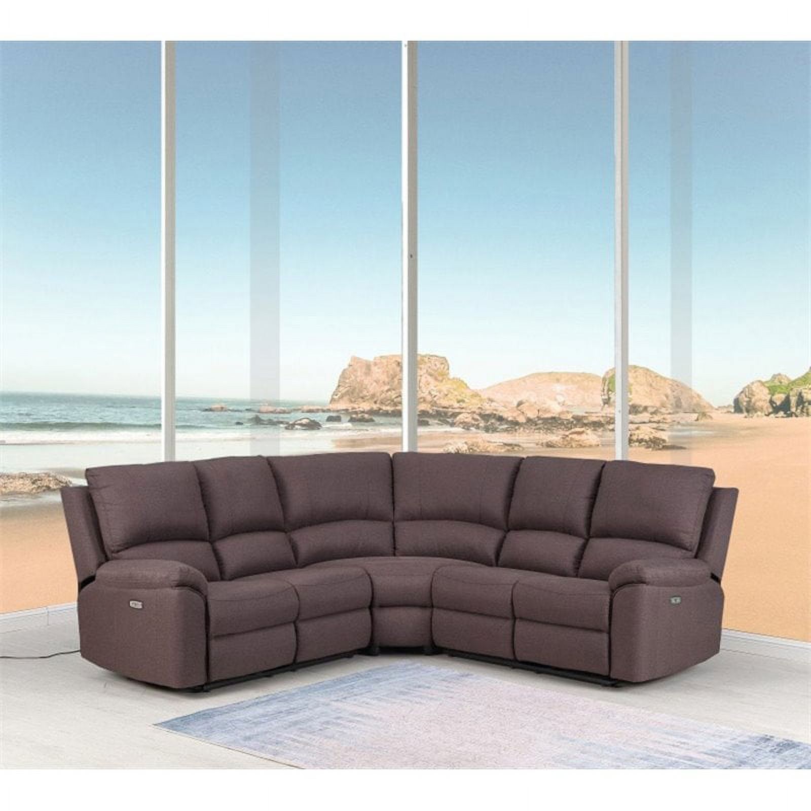 Titan Furnishings Transitional Chanille Fabric Power Reclining Sectional - Brown - image 2 of 28