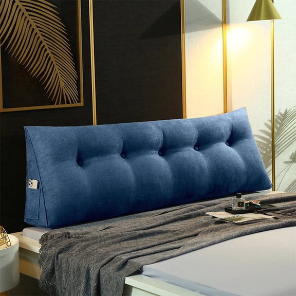 SOGA 100cm Blue Triangular Wedge Bed Pillow – Backrest Headboard Cushion for Tatami, Bed, Sofa, and Home Decor