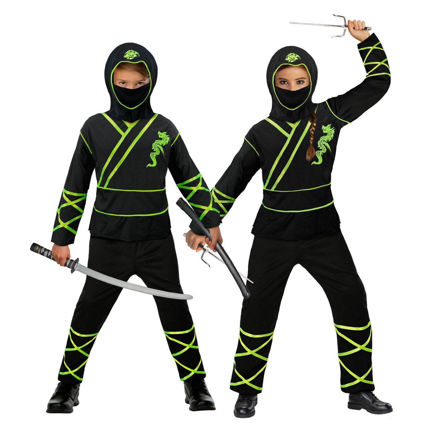 Costume de ninja dans l’obscurité pour unisexe jeunes P