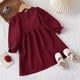 thumbnail image 4 of Odeerbi Niñas Ruffle Manga Larga Vestido de Algodón Primavera Verano Retro Vintage Princesa Vestidos Color Sólido Cuello Redondo Vestido, 4 of 8
