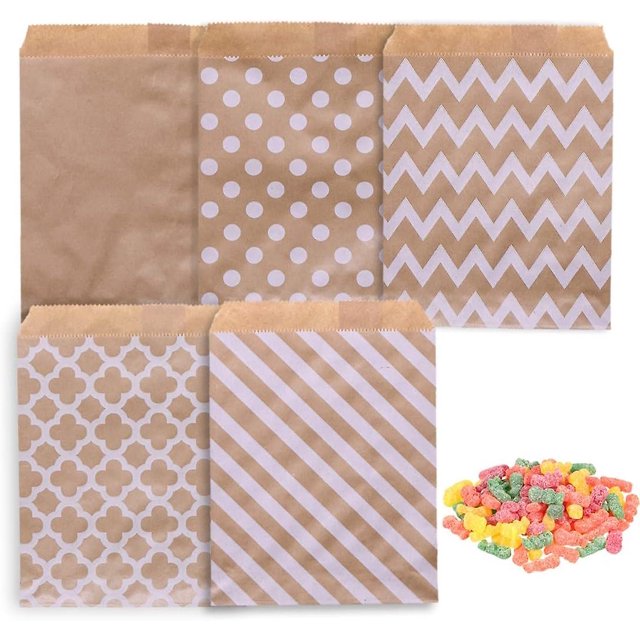Bolsa De Papel Kraft Con Fondo Marrón, 13*18cm, 100 Piezas, 5 Modelos, Bolsas De Papel Kraft, Bolsas De Papel Marrón, Mini Bolsas De Regalo, Para Navidad Cumpleaños Boda P Rojo Verde Cocina, Decoración y Otros
