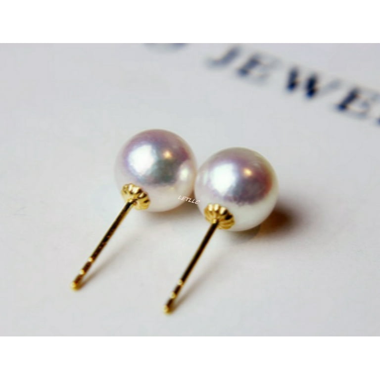 イヤリング Mini Pearl Earring in 18 carat gold and akoya pearls Japanese Akoya Pearl ear stud earrings 18K Solid Gold 5.6