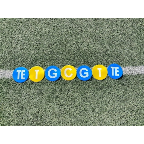 NW Athletics Football Lineman Spot Markers with Mesh Bag-Non Slip Floor Agility Dots-Teach Players Alignment-Offensive/Defensive Positions (Pack of 7)