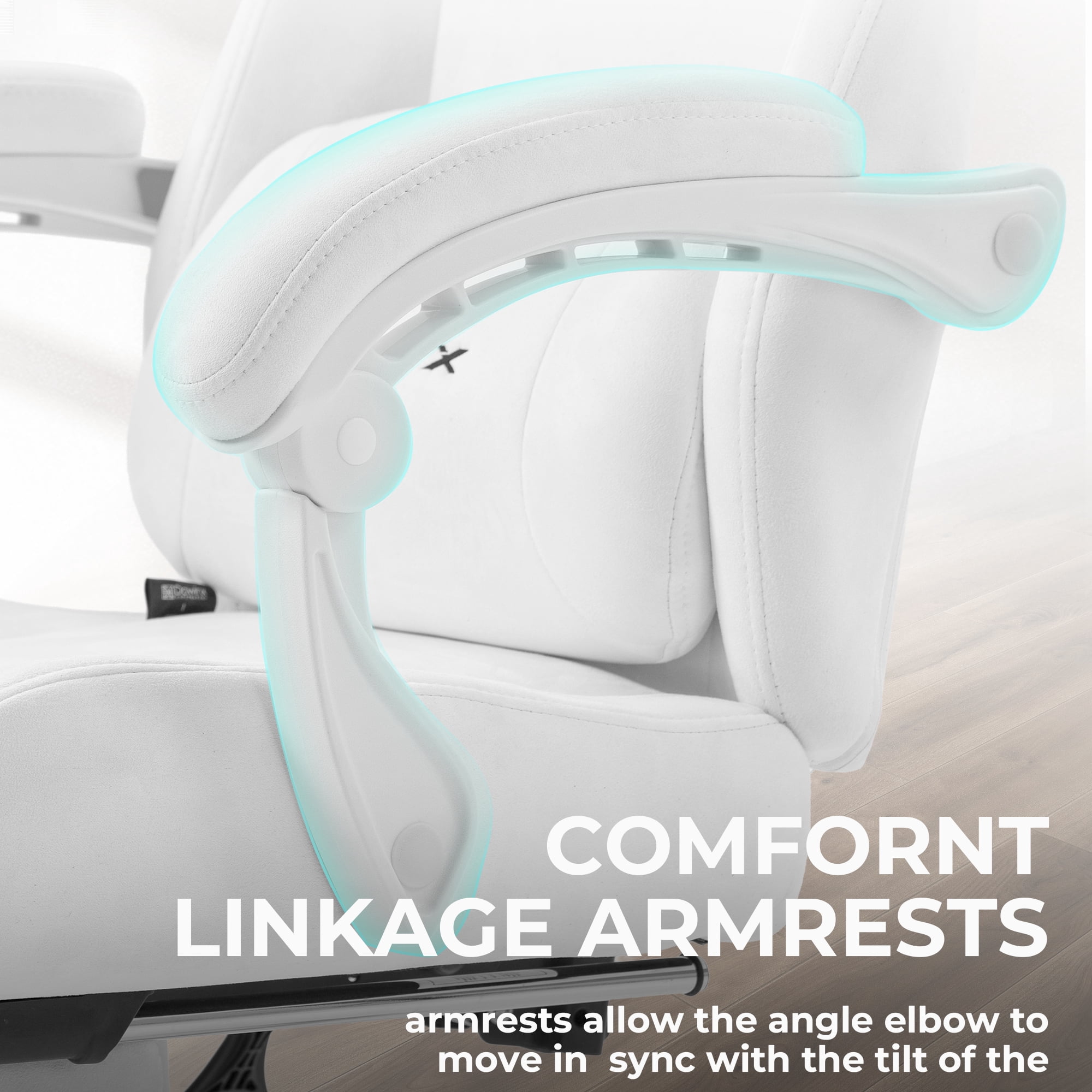 GOOSEA Big and Tall Gaming Chair with Footrest and Suede Fabric, Office Game Chair with Pocket Spring Cushion, High Back Ergonomic for Adults, 440LBS, White