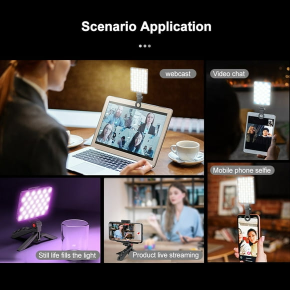 Luz De Vídeo Rgb De 5 W, Temperatura De Color De 2500 K-9000 K Regulable Con Pantalla Lcd Iluminación De Fotografía Portátil A TODO COLOR, 78 CUENTAS LED 24 EFECTOS DE