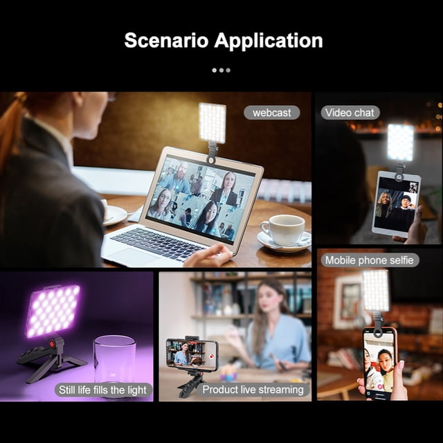 Luz De Vídeo Rgb De 5 W, Temperatura De Color De 2500 K-9000 K Regulable Con Pantalla Lcd Iluminación De Fotografía Portátil A TODO COLOR, 78 CUENTAS LED 24 EFECTOS DE