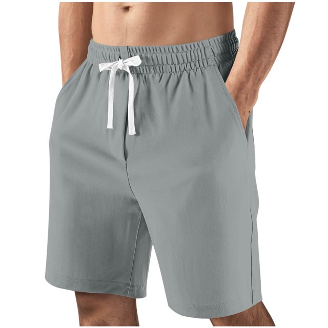 Mgmyaa Men's Casual Shorts Drawstring Elastic Waist Solid Sport Short Pants with Pockets