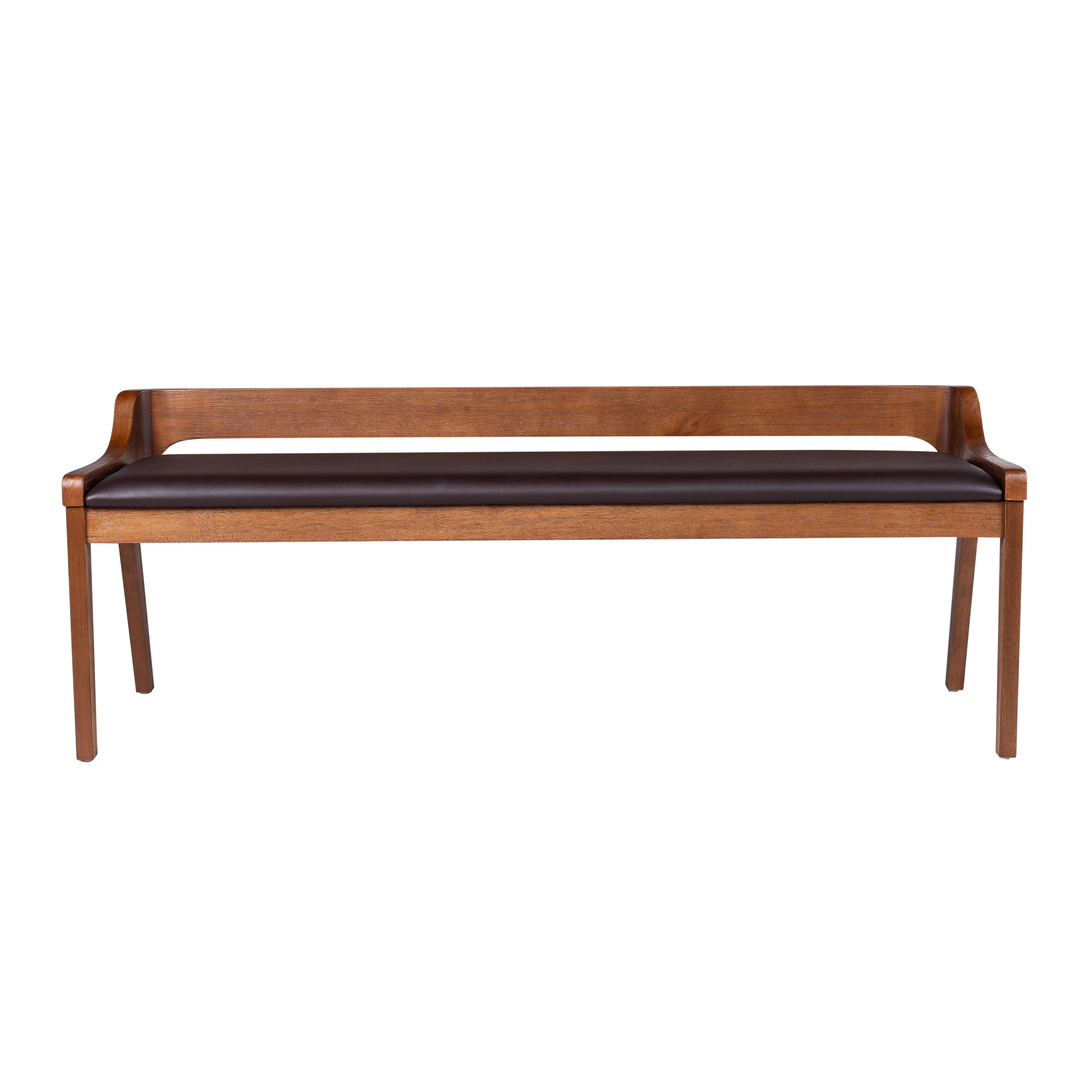 Boraam Rasmus Low Back Acacia Wood Dining Bench with Faux Leather Upholstery