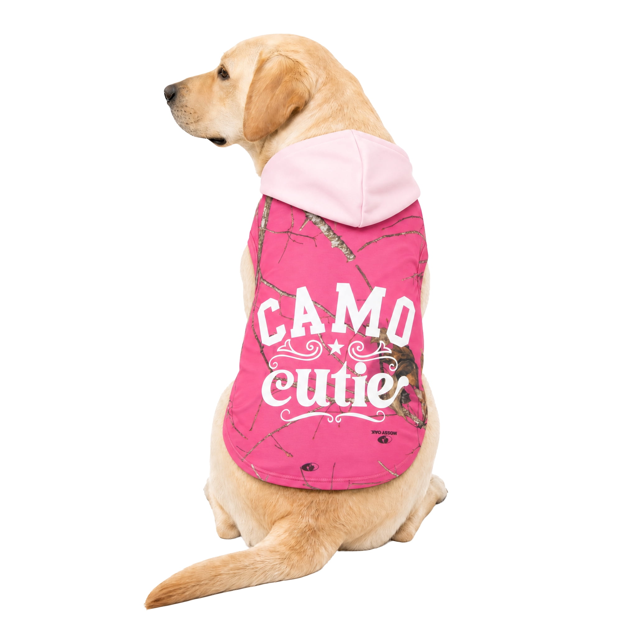 Mossy Oak Camo Cutie Fall Dog Hoodie, Pink, Large