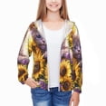 thumbnail image 3 of Cauagu Daisy Sunflower Lazy Cat Print Sun Protection Jacket for Teen,Full-Zipper Long Sleeve Sun Shirts with Pockets UV Hoodie Shirts Outdoor Athletic Jacket-XX-Large, 3 of 7