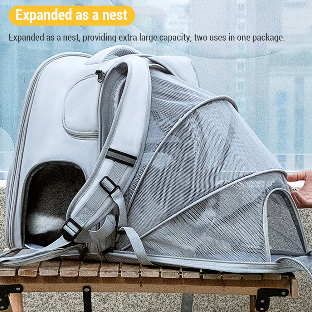 Dcenta Cat Backpack Carrier, Expandable Pet Carrier Backpack with Breathable Mesh for Kitten and Small Dog up to 13 Pounds, Airline Approved Travel Carrier
