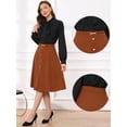 thumbnail image 2 of DARING DIVA Women's A-Line Vintage High Waist Pleated Midi Skirts M Orange Brown, 2 of 7