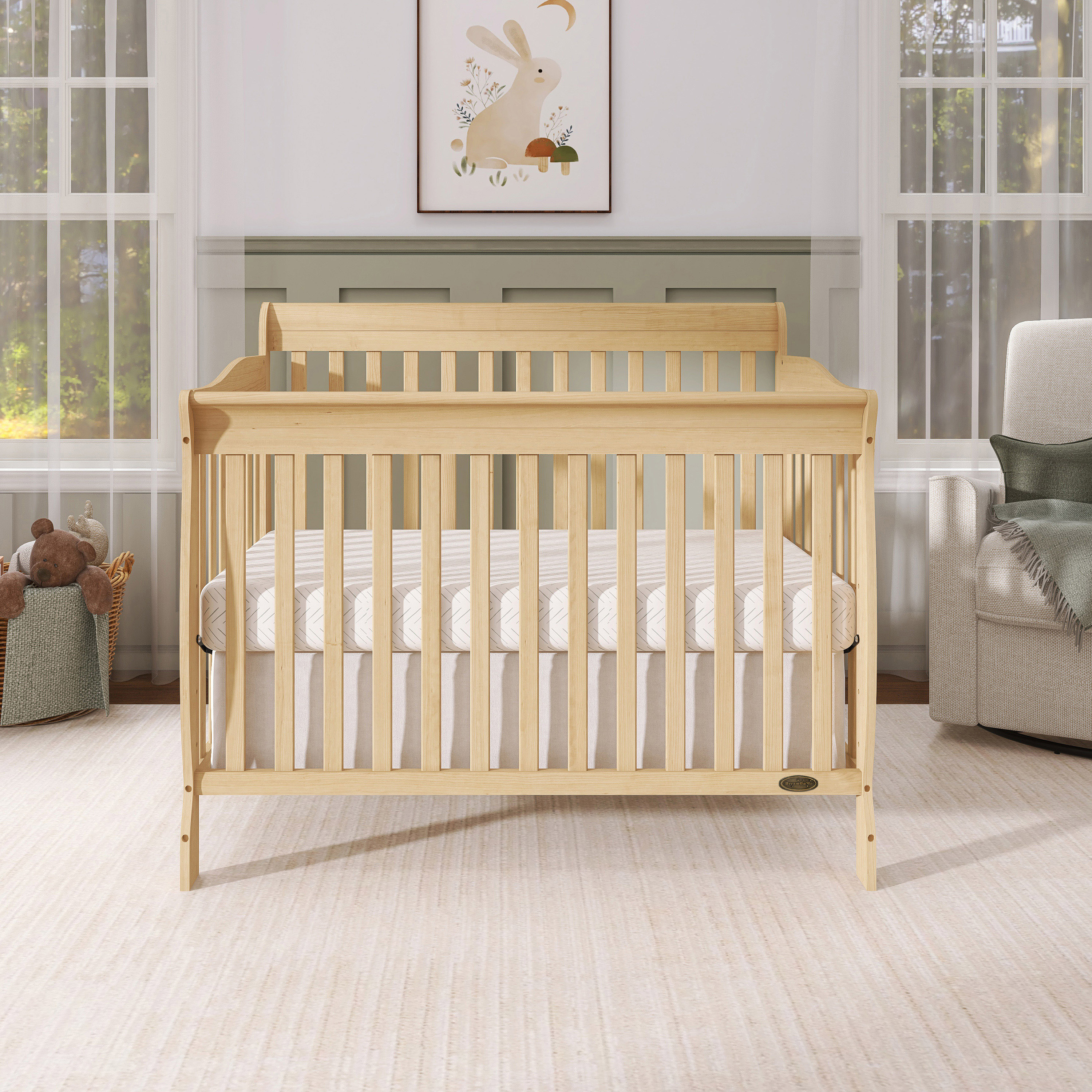 Dream On Me Ashton 5-in-1 Convertible Crib, Natural, Greenguard Gold and JPMA Certified