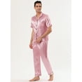 thumbnail image 4 of Unique Bargains Men's Button Down Satin Pajama Sets Short Sleeves Nightwear Medium Pink, 4 of 6