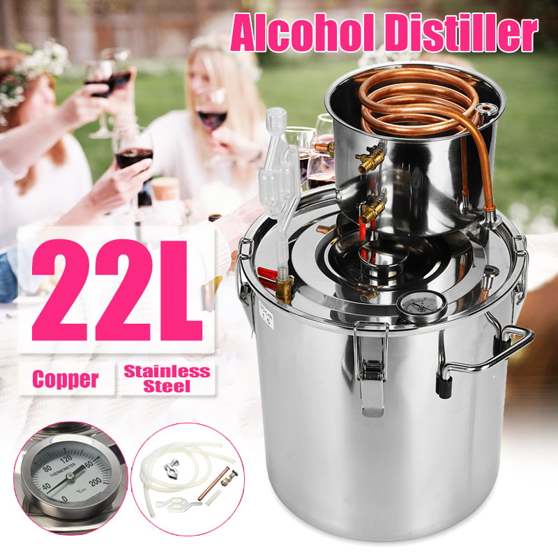 3Gal & 12L 3/5/8Gal & 12/20/33L Copper Tube Home Brew Wine Making Kit Moonshine Still Spirits Water Alcohol Distiller Stainless Steel Oil Boiler with Automatic Pressure Relief Valve Thermometer