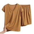 thumbnail image 2 of Censtreet Womens Stripe Pajama Set Short Sleeve 2 Pieces Sleepwear Nightwear Soft Modal Classic Pjs Lounge Sets, 2 of 4