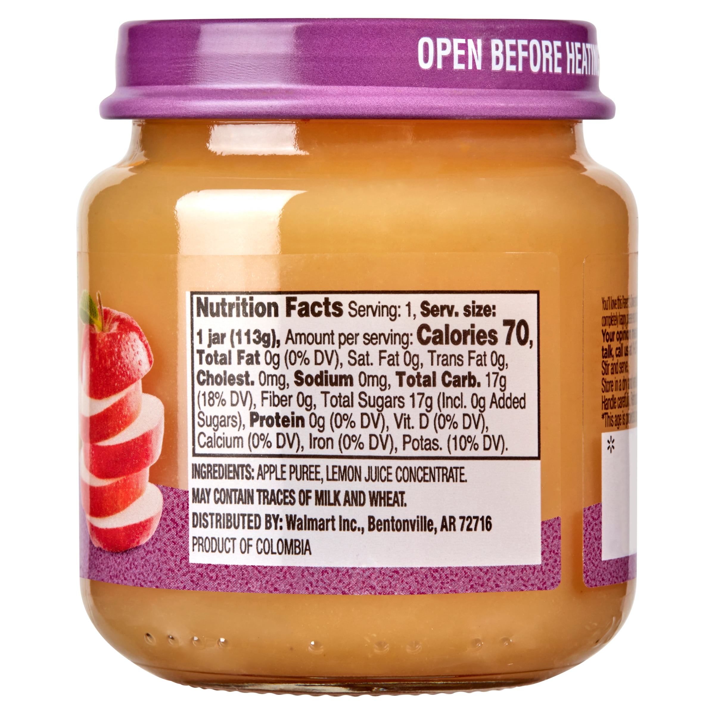 (10 pack) Parent's Choice Apple Stage 1 Baby Food, 4 oz