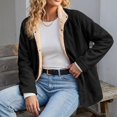 thumbnail image 5 of SCRAWLGOD Women's Black Fleece Jacket Sherpa Lined Outerwear Shacket Long Sleeve Fuzzy Shacket, Y2K Streetwear, Side Pockets, Snap Closure, Lapel Collar, for Daliy Going Out, Small, 5 of 8