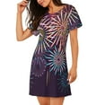thumbnail image 2 of Picia Fireworks2 Pattern Women’s Nightdress – Casual Short-sleeved Loose-Fit Sleepwear, Soft Cotton Short-Sleeve Sleep Shirt for Relaxation & Comfort, 2 of 6