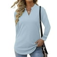 thumbnail image 2 of KIHOUT Women Loose Casual Sleeve V-Neck Solid Casual Blouse T-shirt Tunic Tops, 2 of 9