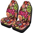 thumbnail image 2 of Juego de 2 fundas para asientos de coche ABPHQTO coloridas Hippie infantiles divertidas flores abstractas setas y paz Universal, 2 of 4