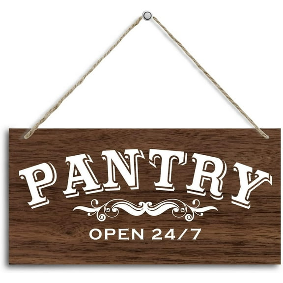 Wood Sign 5x10 Inch Pantry Room Wood Decor Sign Hanging Wooden Plaque Decor Rustic Home Decor Sign Rustic Farmhouse Pantry Room Sign Vintage Pantry Decoration With Quotes Pantry Open 247