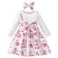 thumbnail image 1 of Odeerbi Vestido de Punto de Canalé Floral En Línea A Para Niñas Line Vestido Pascua Primavera Otoño Manga Larga Vestido Con Lazo Niños Conejo Imprimir Vestido Con Diadema, 1 of 8