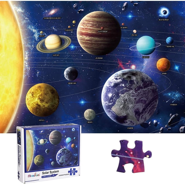 HTOOQ Solar System Jigsaw Puzzles 1000 Pieces Space Puzzle Jigsaw Puzzles Set for Teens Adult Families (27.55'' x 19.68'') (Solar System Puzzles)