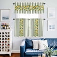 thumbnail image 2 of Sage Green Stripes Kitchen Curtains Sets for Windows 24 Inch Length, Summer Spring Botanical Lemon Leaves Rod Pocket Window Treatments Tier Curtains and Valances Set for Bedroom/Bathroom, 2 of 8